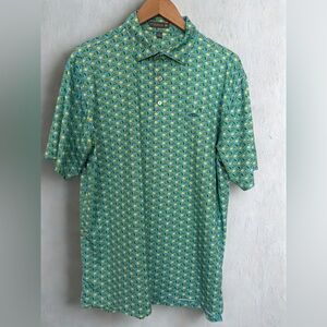 Peter Millar Men's Large Golf Polo Shirt Casual Fun Print Activewear Collar